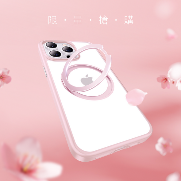 TORRAS iPhone 15 支架手機殼特殊色 櫻花粉